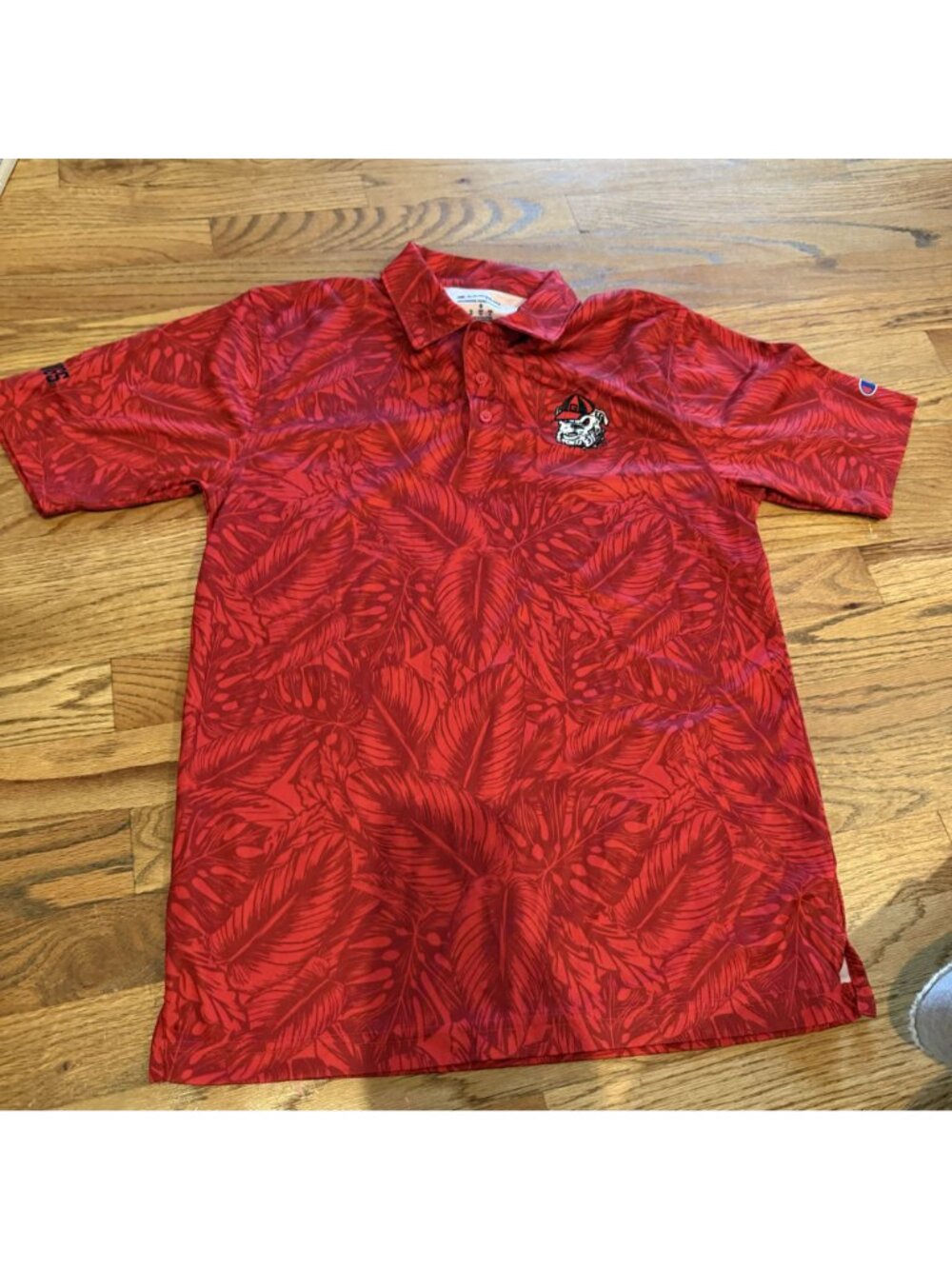 CHAMPION MENS RED GEORGIA BULLDOG GO DAWGS POLO GOLF SHIRT SMALL